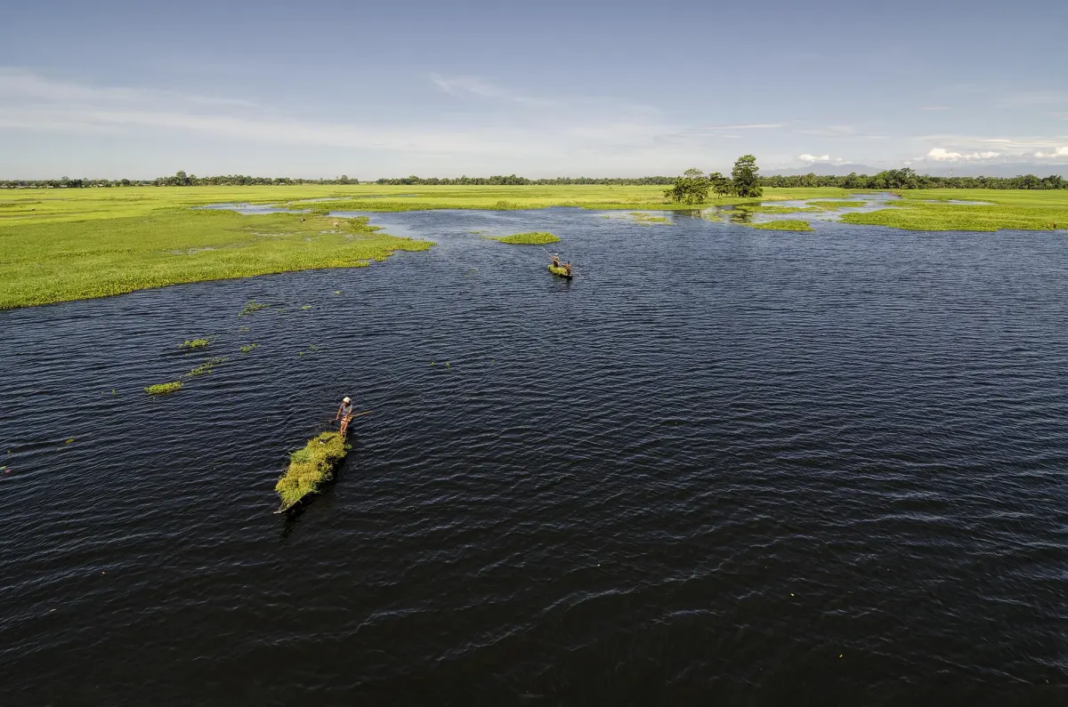 River island landscape of Majuli, Assam